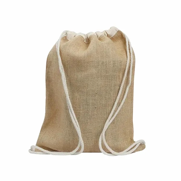 Rustic jute drawstring backpack with cotton accents. Perfect for eco-friendly promotions,... from ASI 67557 LimeLight Ent