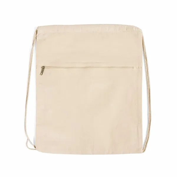 Eco-friendly cotton drawstring backpack with zippered front pocket, perfect for school,... from ASI 67557 LimeLight Ent