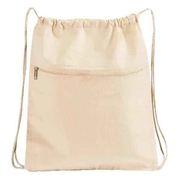 Eco-friendly cotton drawstring backpack with zippered front pocket, perfect for school,... from ASI 67557 LimeLight Ent