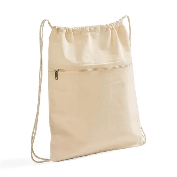 Eco-friendly cotton drawstring backpack with zippered front pocket, perfect for school,... from ASI 67557 LimeLight Ent