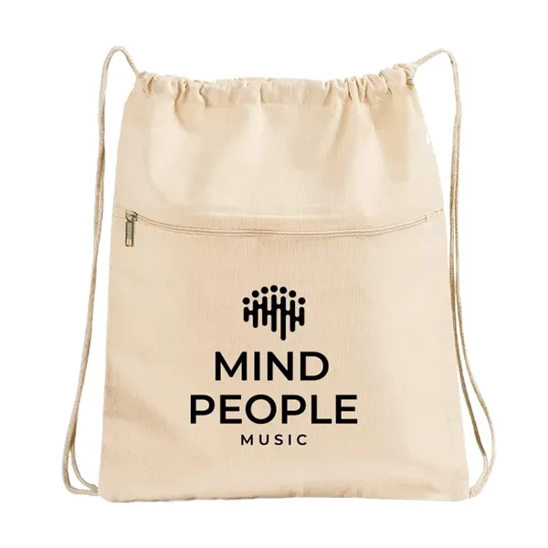 Eco-friendly cotton drawstring backpack with zippered front pocket, perfect for school,... from ASI 67557 LimeLight Ent