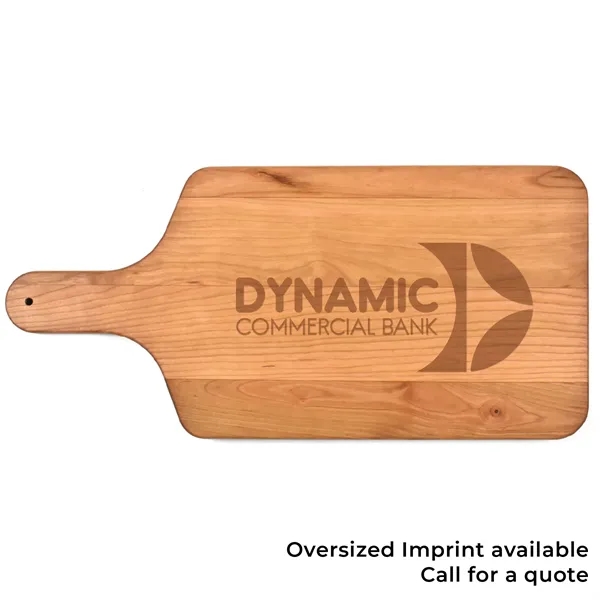 8" x 17" x 3/4" paddle-shaped cherry wood cutting board with... from ASI 74601 Calico