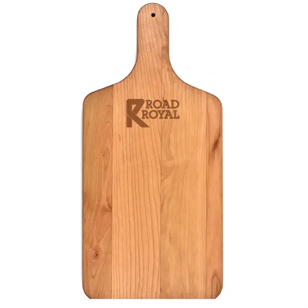 8" x 17" x 3/4" paddle-shaped cherry wood cutting board with... from ASI 74601 Calico