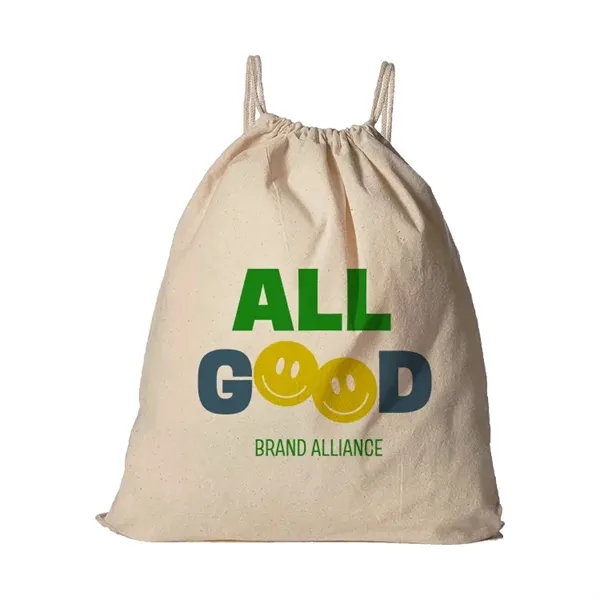 Lightweight organic cotton drawstring backpack ideal for school, gym, or eco-conscious... from ASI 67557 LimeLight Ent
