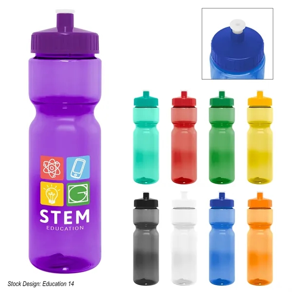 28 oz. PET bottle with screw-on, spill-resistant push pill lid.... from ASI 61125 Hit Promotional Products / Hit®