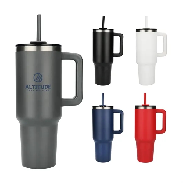 40 oz. vacuum insulated travel tumbler with lid, straw and handle.... from ASI 66887 PCNA / Leeds