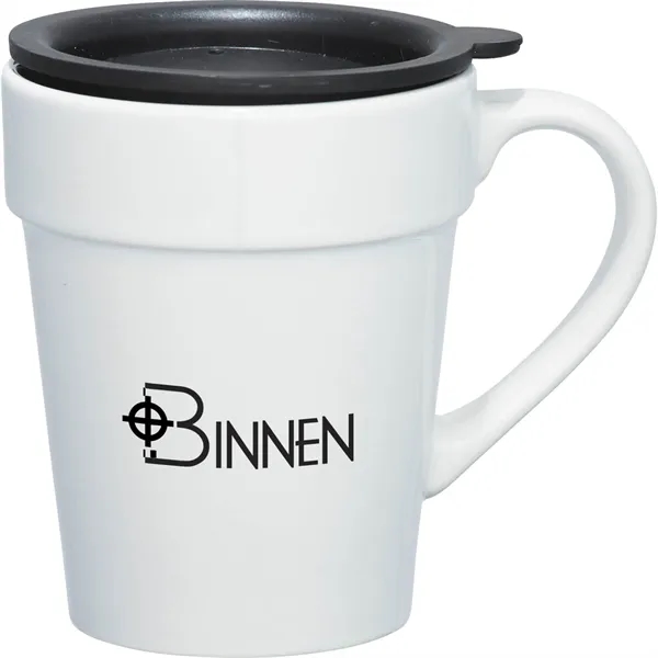 10 oz. ceramic travel mug with white interior accent, tapered design... from ASI 66887 PCNA / Bullet