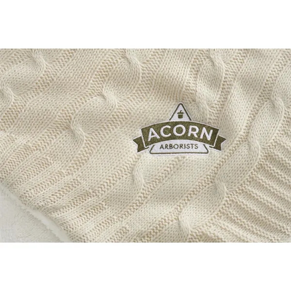50" x 60" acrylic cable knit and polyester sherpa blanket.... from ASI 66887 PCNA / Leeds