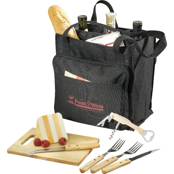 7 piece picnic carrier set with wine opener, knives, forks cutting... from ASI 66887 PCNA / Leeds