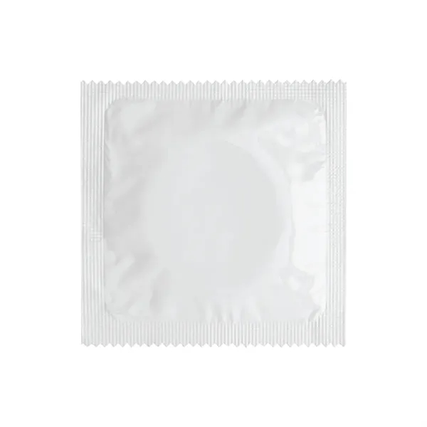 Individual condom that comes in white foil packaging with a full-color... from ASI 57655 STOPNGO Line