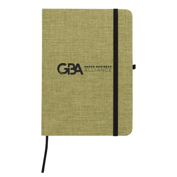 Journal with 80 lined pages, heathered cover, elastic pen loop, strap... from ASI 63549 Jornik Manufacturing Corp