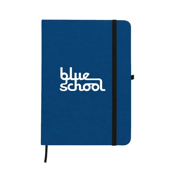 Journal with 80 lined pages, heathered cover, elastic pen loop, strap... from ASI 63549 Jornik Manufacturing Corp