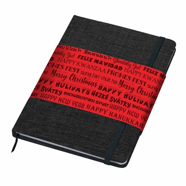 Journal with 80 lined pages, heathered cover, elastic pen loop, strap... from ASI 63549 Jornik Manufacturing Corp