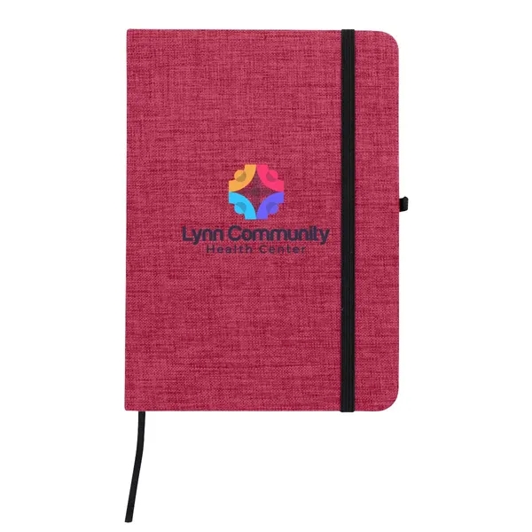 Journal with 80 lined pages, heathered cover, elastic pen loop, strap... from ASI 63549 Jornik Manufacturing Corp