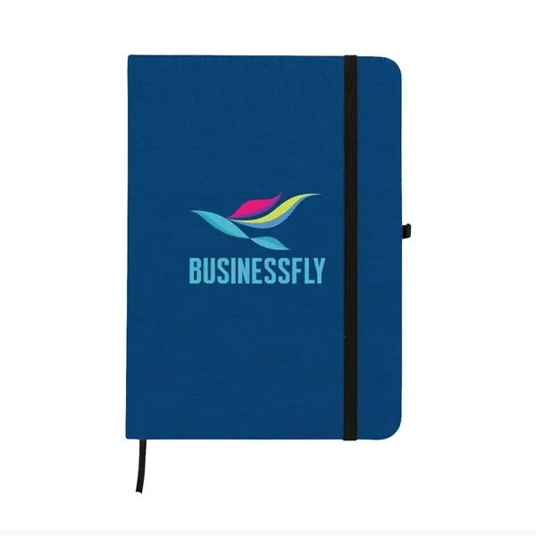 Journal with 80 lined pages, heathered cover, elastic pen loop, strap... from ASI 63549 Jornik Manufacturing Corp