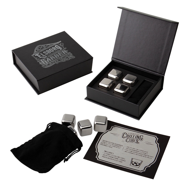 Stainless steel chilling cube set set with four cubes inside a... from ASI 62190 Illini