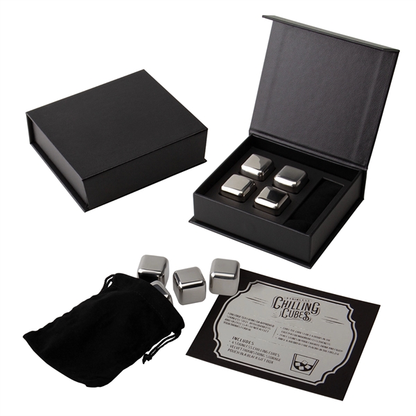 Stainless steel chilling cube set set with four cubes inside a... from ASI 62190 Illini