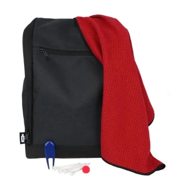 Golf kit with a shoe bag, golf towel, divot tool, ball... from ASI 57653 Gold Bond