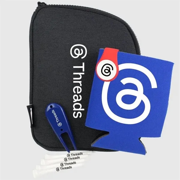 Golf kit with a pouch, foam can cooler, divot tool, 4... from ASI 57653 Gold Bond