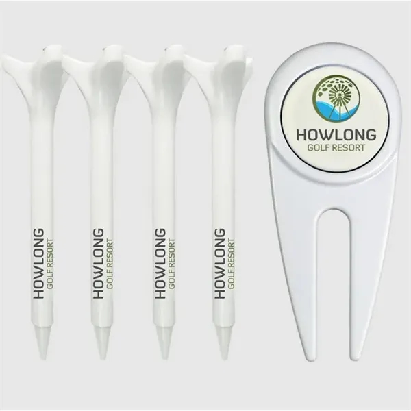 Divot tool with a magnetic ball marker and four tees.... from ASI 57653 Gold Bond