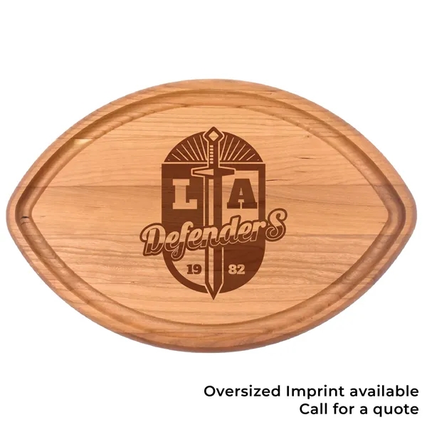 Football-shaped 10" x 15" x 3/4" cherry wood cutting board with... from ASI 74601 Calico