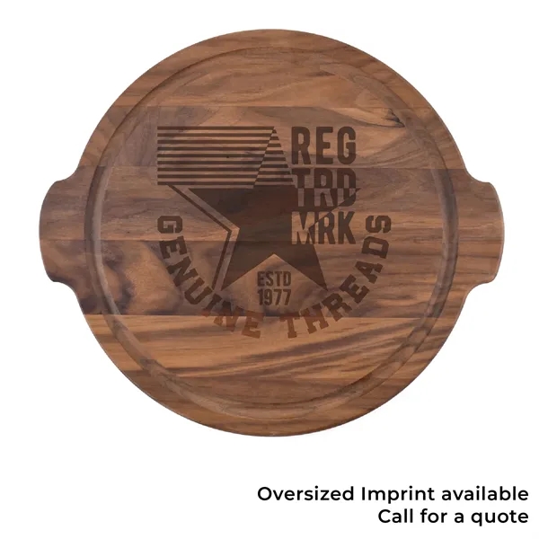 12" x 12" x 1 3/4" round walnut cutting board with... from ASI 74601 Calico