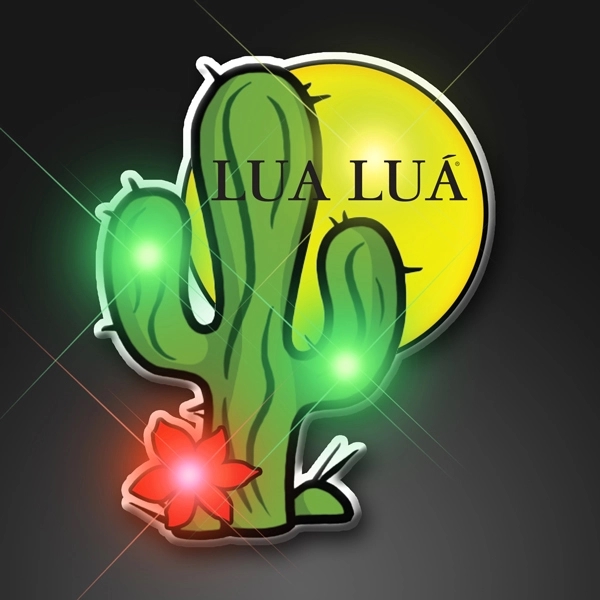 Blank or imprinted. Cactus flashing light pins with military clutch.... from ASI 34194 ALightPromos / Alight Promotional Products