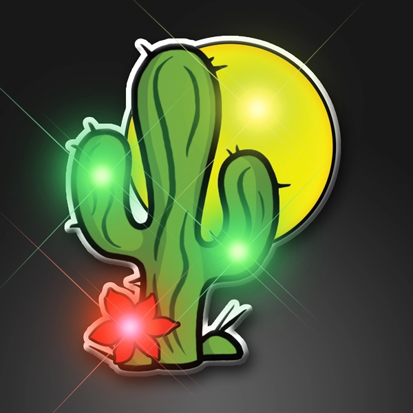 Blank or imprinted. Cactus flashing light pins with military clutch.... from ASI 34194 ALightPromos / Alight Promotional Products