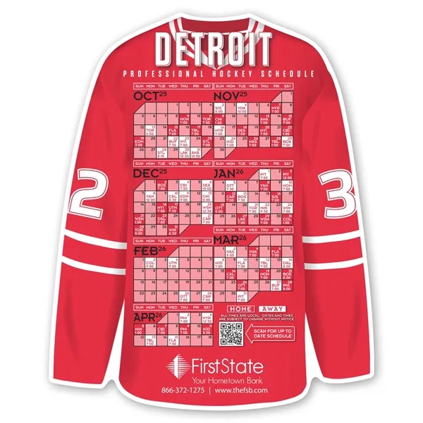 Hockey jersey-shaped sports schedule magnet.... from ASI 68507 The Magnet Group / Magnet LLC™