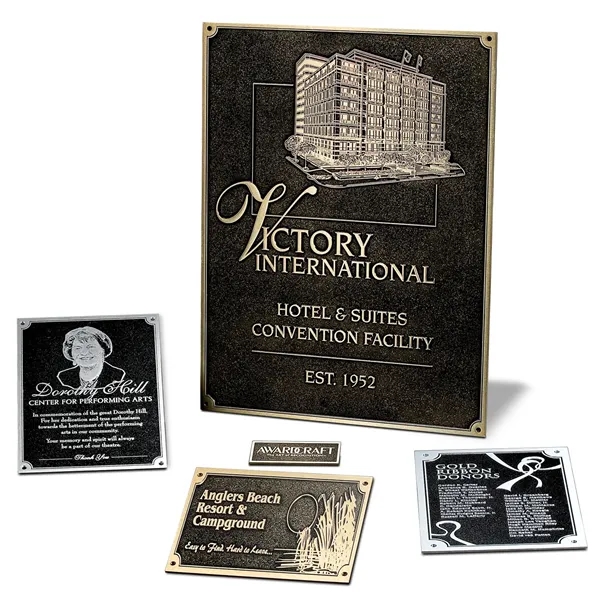 Etched metal zinc plaque in your choice of gold, silver or... from ASI 93986 Visions/Awardcraft / Visions Awards