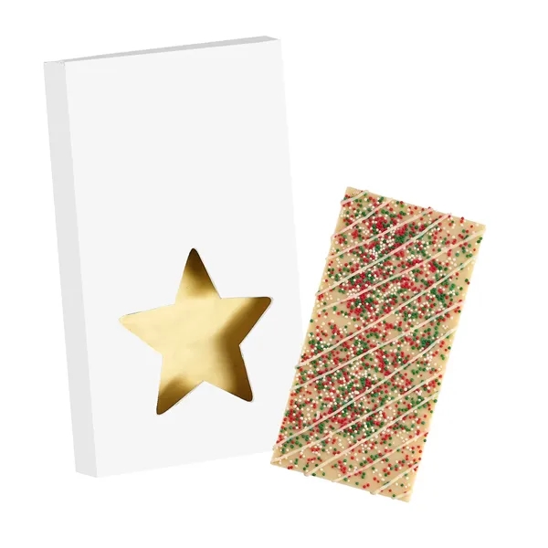 4CP Star Window Box with White Chocolate w/ Holiday Nonpareils &... from ASI 71685 Midnite Snax®