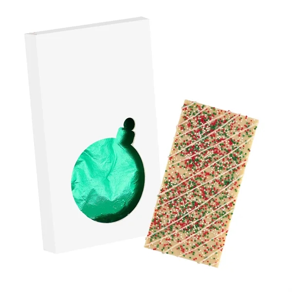 4CP Ornament Window Box with White Chocolate w/ Holiday Nonpareils &... from ASI 71685 Midnite Snax®