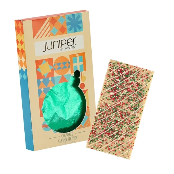 4CP Ornament Window Box with White Chocolate w/ Holiday Nonpareils &... from ASI 71685 Midnite Snax®