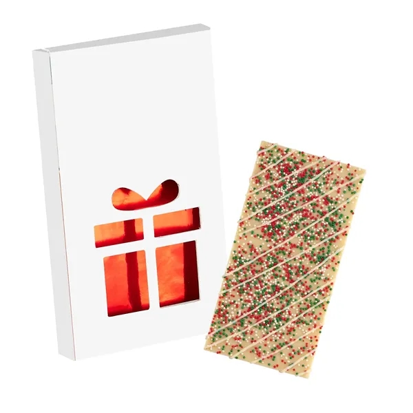 4CP Gift Window Box with White Chocolate w/ Holiday Nonpareils &... from ASI 71685 Midnite Snax®