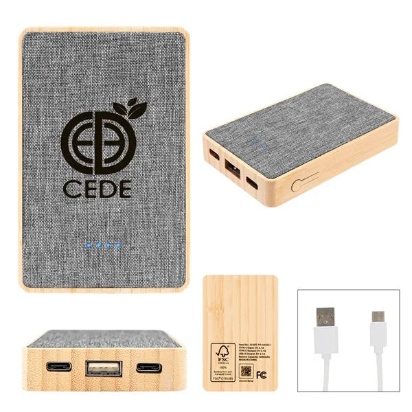 5,000mAh power bank made with bamboo and recycled fabric.... from ASI 61125 Hit Promotional Products / Hit®