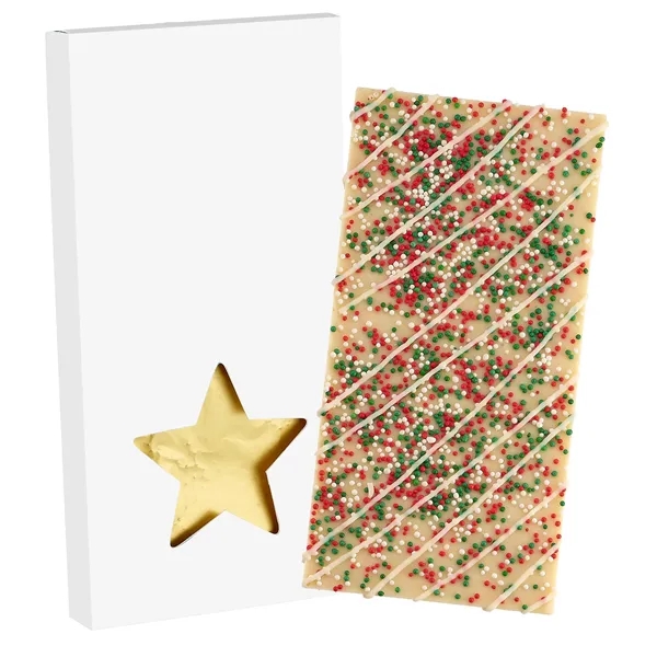 4CP Star Window Box with White Chocolate w/ Holiday Nonpareils &... from ASI 71685 Midnite Snax®