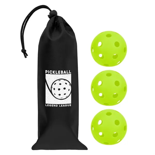 Indoor pickleball set with three 26-hole balls and a polyester drawstring... from ASI 61125 Hit Promotional Products / Hit®