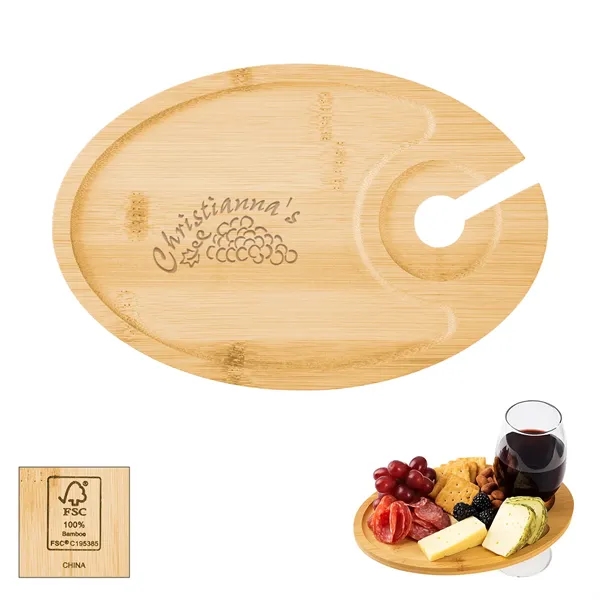 6" x 9" recessed bamboo tray with wine glass holder.... from ASI 61125 Hit Promotional Products / Hit®