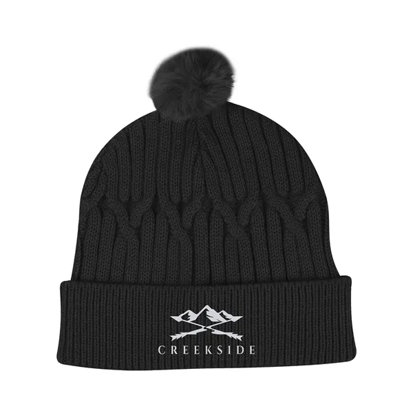 Cable knit rPET beanie with pom topper.... from ASI 61125 Hit Promotional Products / Hit®