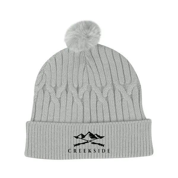 Cable knit rPET beanie with pom topper.... from ASI 61125 Hit Promotional Products / Hit®