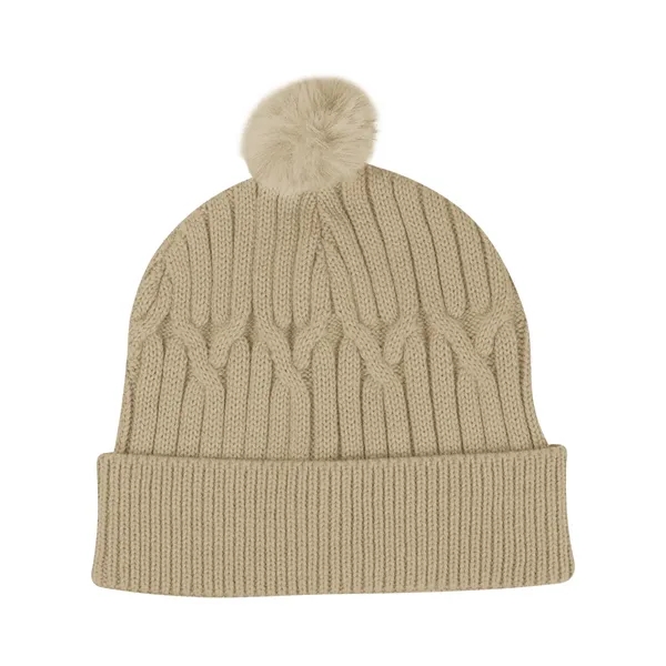 Cable knit rPET beanie with pom topper.... from ASI 61125 Hit Promotional Products / Hit®