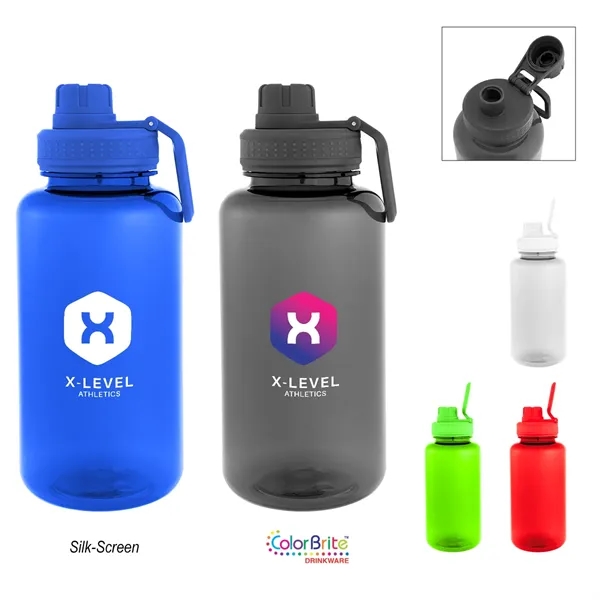 34 oz. rPET bottle with screw-on, spill-resistant flip-top sip through lid... from ASI 61125 Hit Promotional Products / Hit®