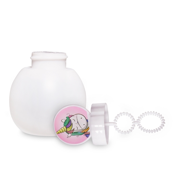 Light-up LED bubble wand with white plastic unicorn head, built-in LEDs... from ASI 42016 Brighter Promotions Inc