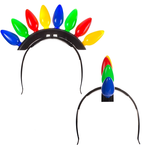 Mohawk headband with 8 light bulbs in alternating colors of yellow,... from ASI 42016 Brighter Promotions Inc