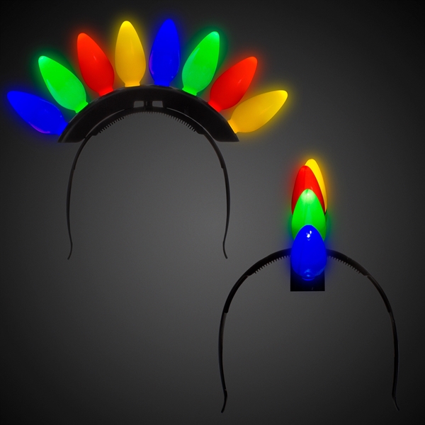 Mohawk headband with 8 light bulbs in alternating colors of yellow,... from ASI 42016 Brighter Promotions Inc