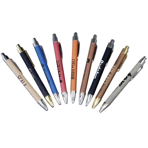 Click-action ballpoint pen with black ink, multiple color choices and leatherette... from ASI 99030 Zipline / Zipline®