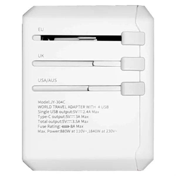 Wall plug adapter with 4 USB ports and an adjustable plug... from ASI 62124 iClick, Inc. / iClick®