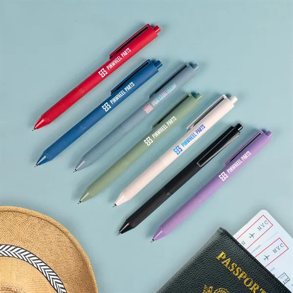 Matte gel pen with Euro-inspired design, soft-touch finish, and a grooved... from ASI 61966 HPG / Hub Pen