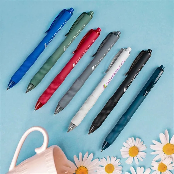 A soft-touch gel pen in matte colors with a sculpted grip... from ASI 61966 HPG / Hub Pen