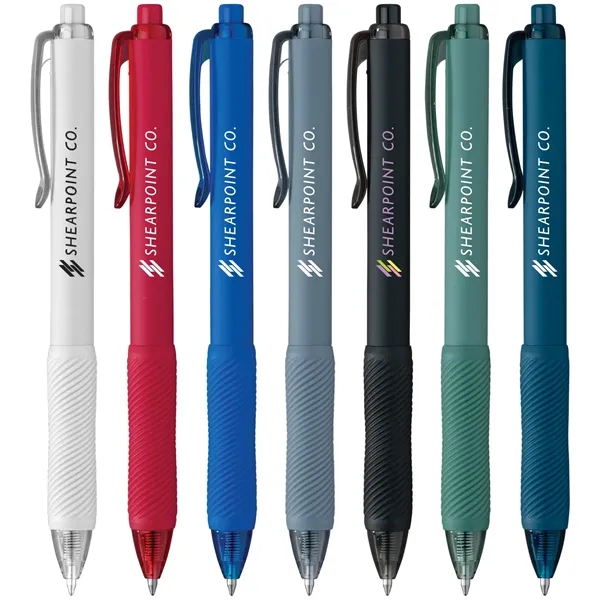 A soft-touch gel pen in matte colors with a sculpted grip... from ASI 61966 HPG / Hub Pen